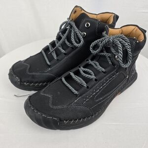 Salkin Men's Black Leather High-Top Shoes Sz 9 US/42 EU FLAWED